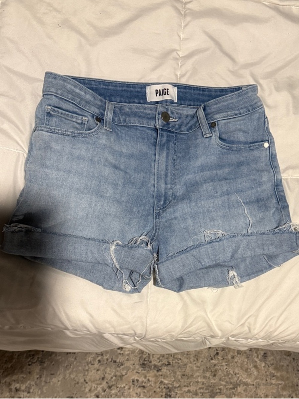 PAIGE Light Blue Denim Shorts